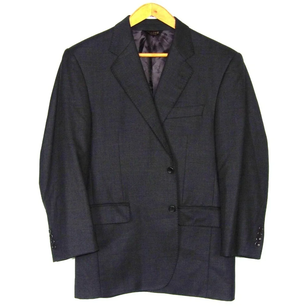 Jos. A. Bank 100% Wool 2 Piece Suit Gray 42R Jacket & 34 X 28 Pleated Pants
